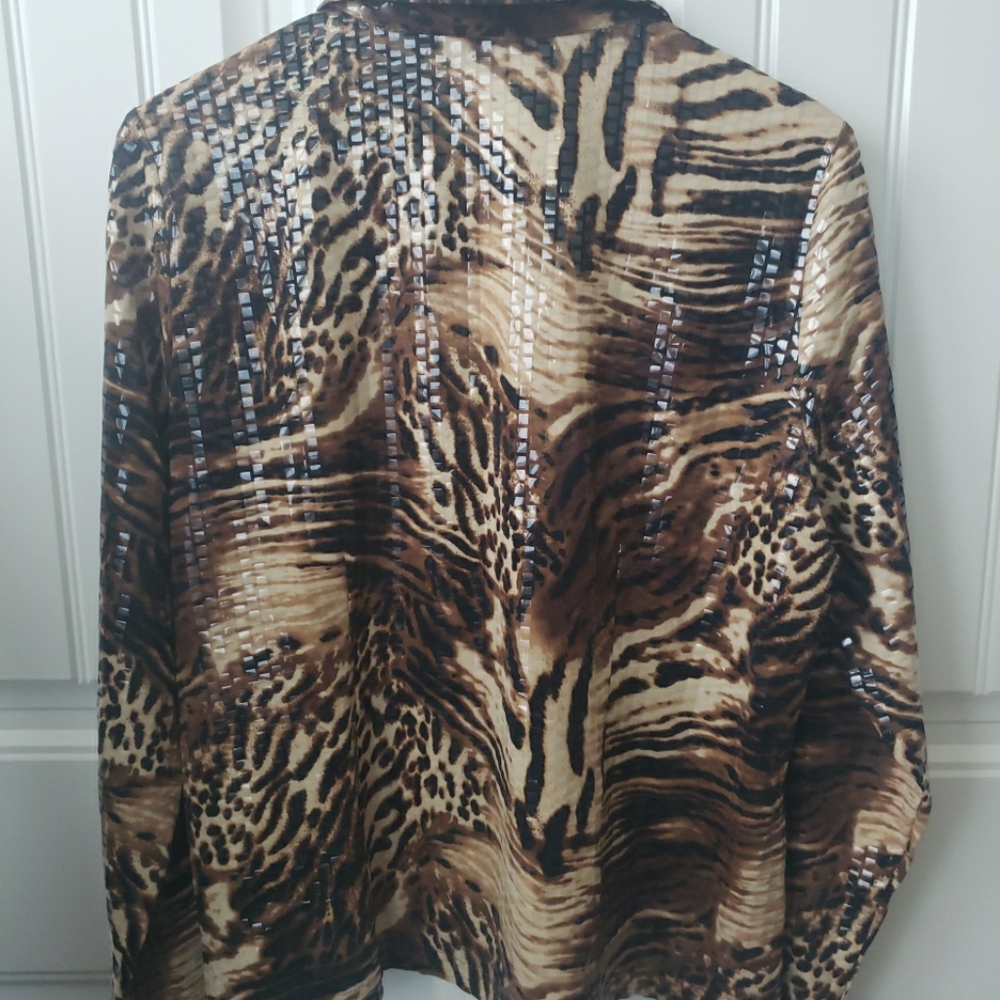 Exclusively Misook Large Jacket Brown Animal Prin… - image 4